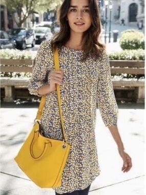 Boden Yellow Blue Floral Tunic